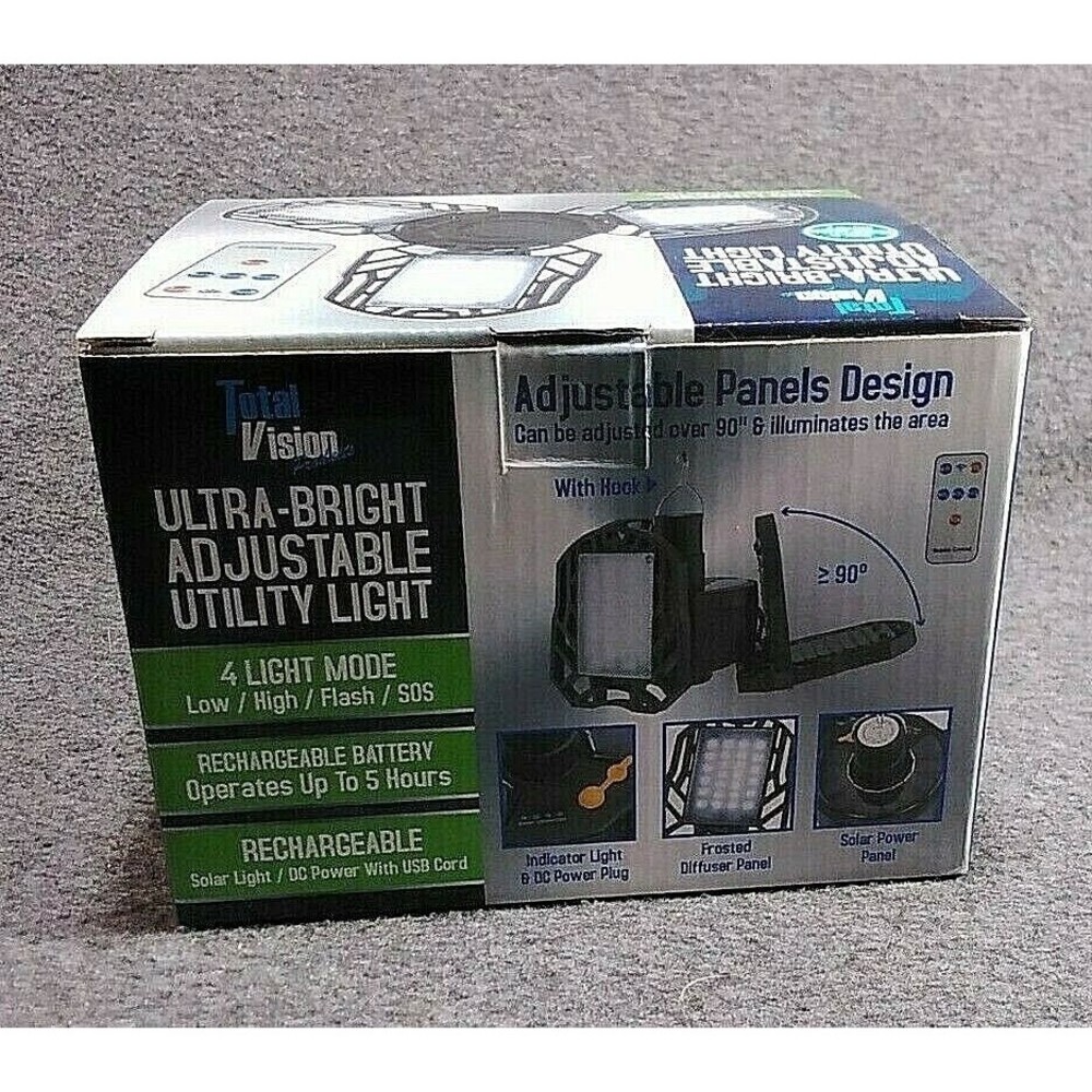 TOTAL VISION ULTRA-BRIGHT ADJUSTABLE LIGHT WITH REMOTE SOLAR OR DC CHAREABLE